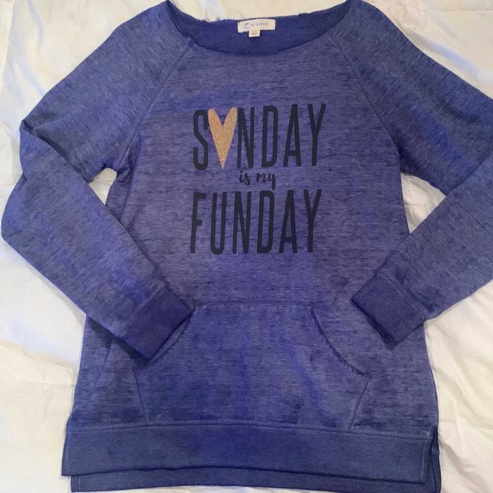Z by zobha! SUNDAY IS FUNDAY WOMENS TOP SIZE L heart